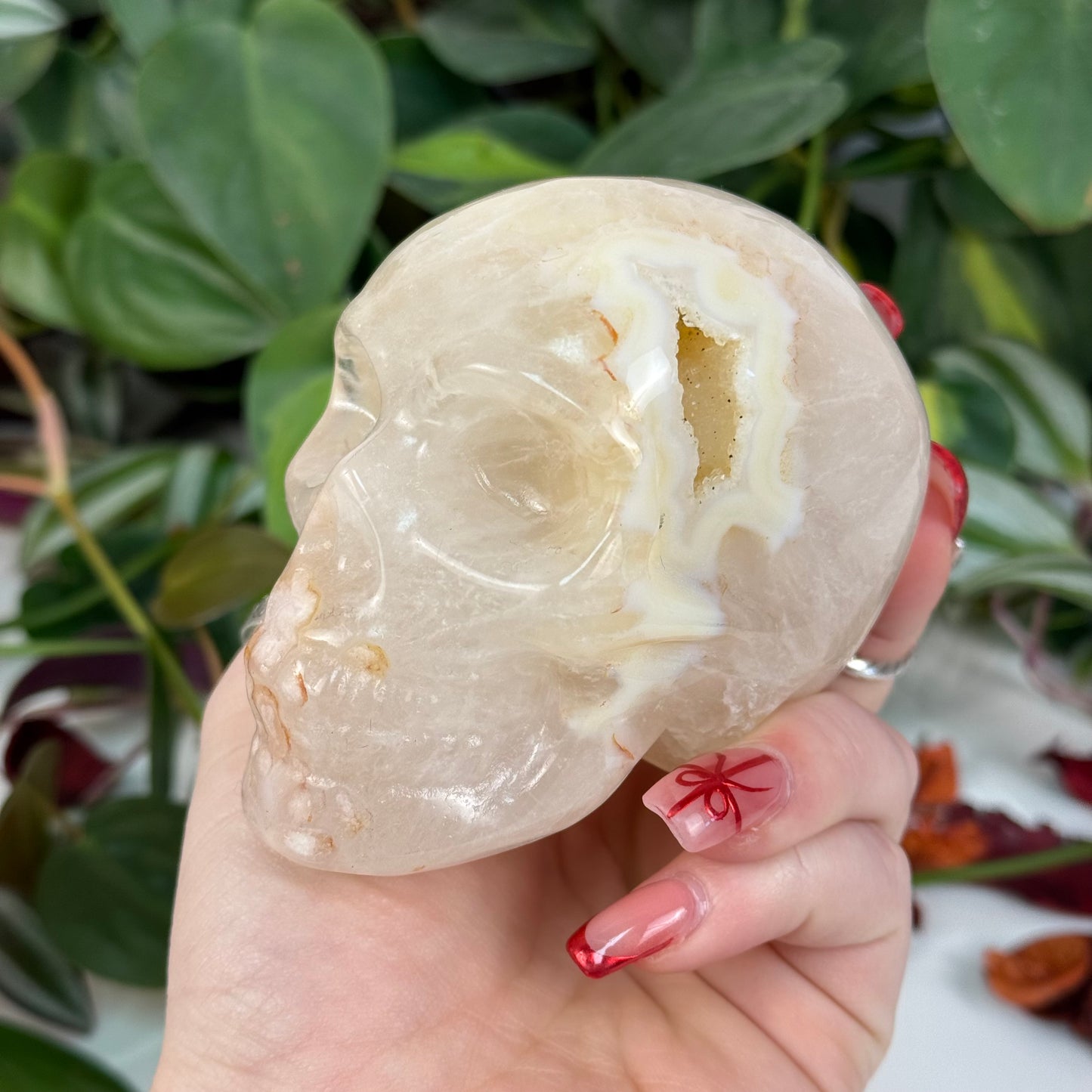 Flower Agate Skull