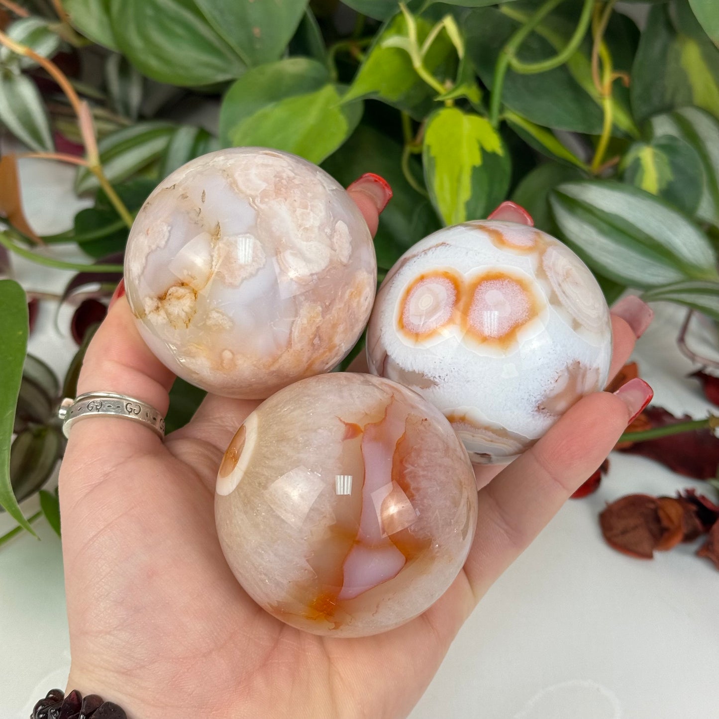 Cherry Blossom Agate Sphere