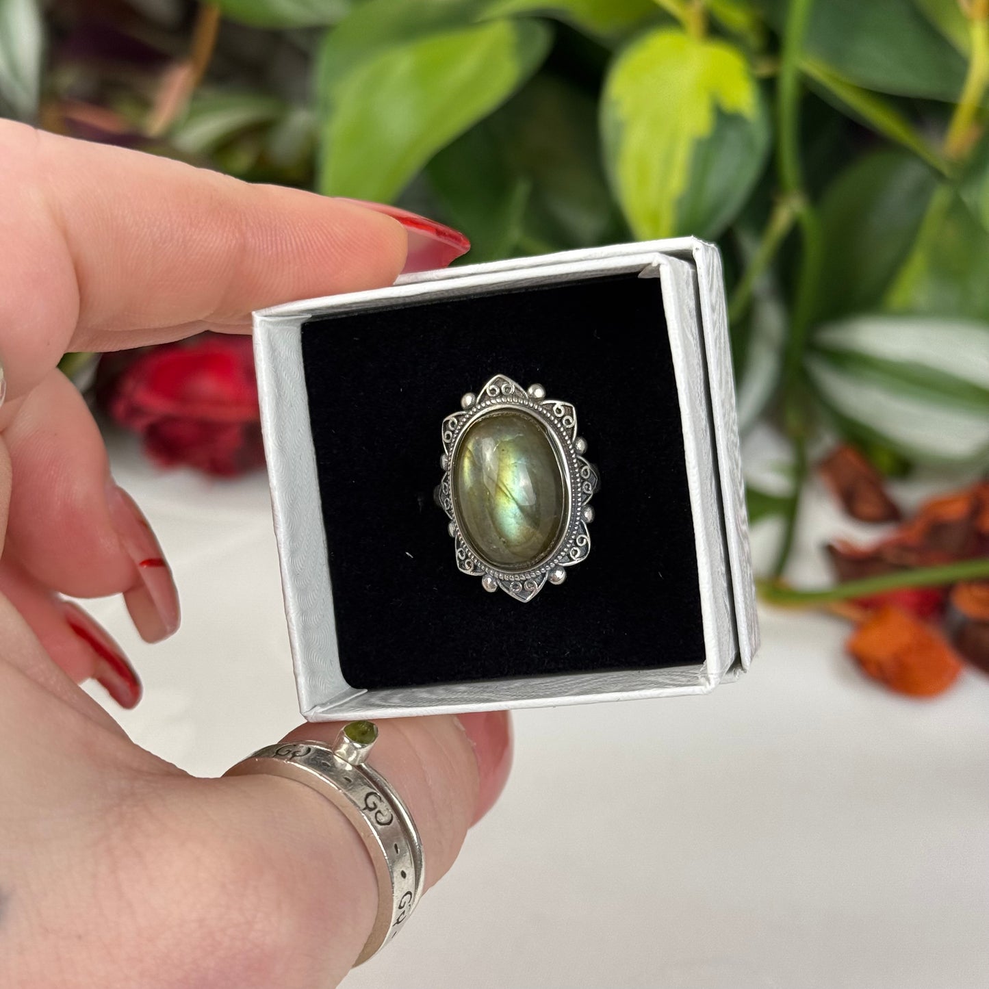 Adjustable Labradorite Ring