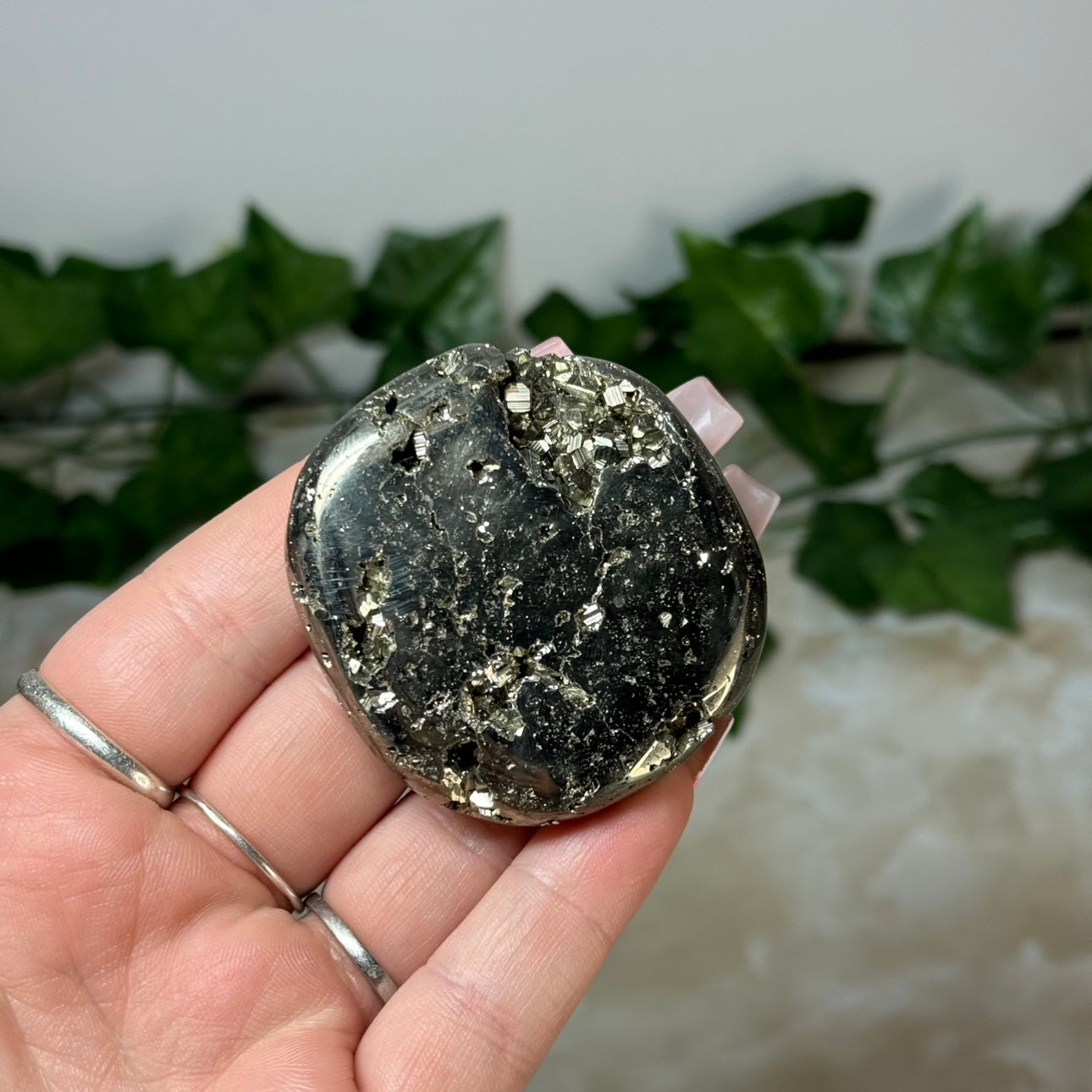 Druzy Pyrite Flat-Stone