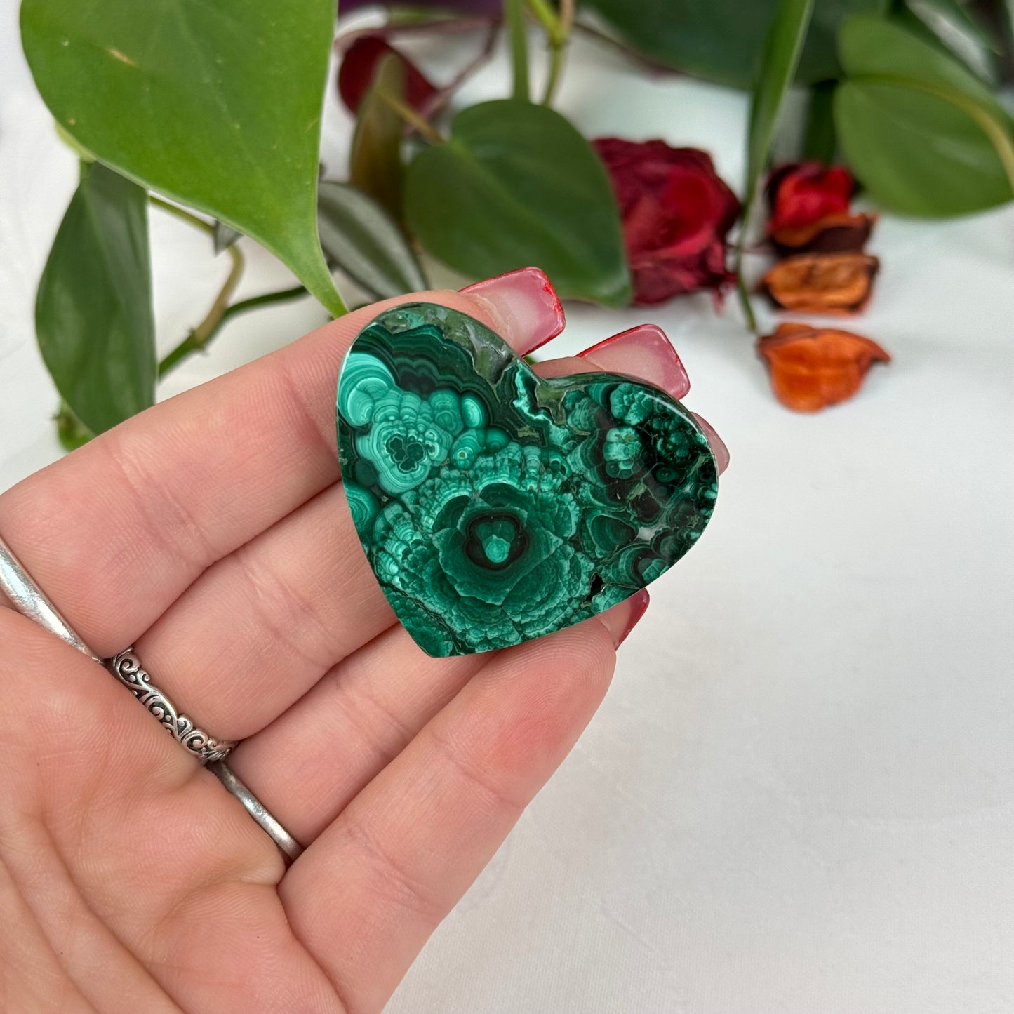 Velvet Flower Malachite Love Heart