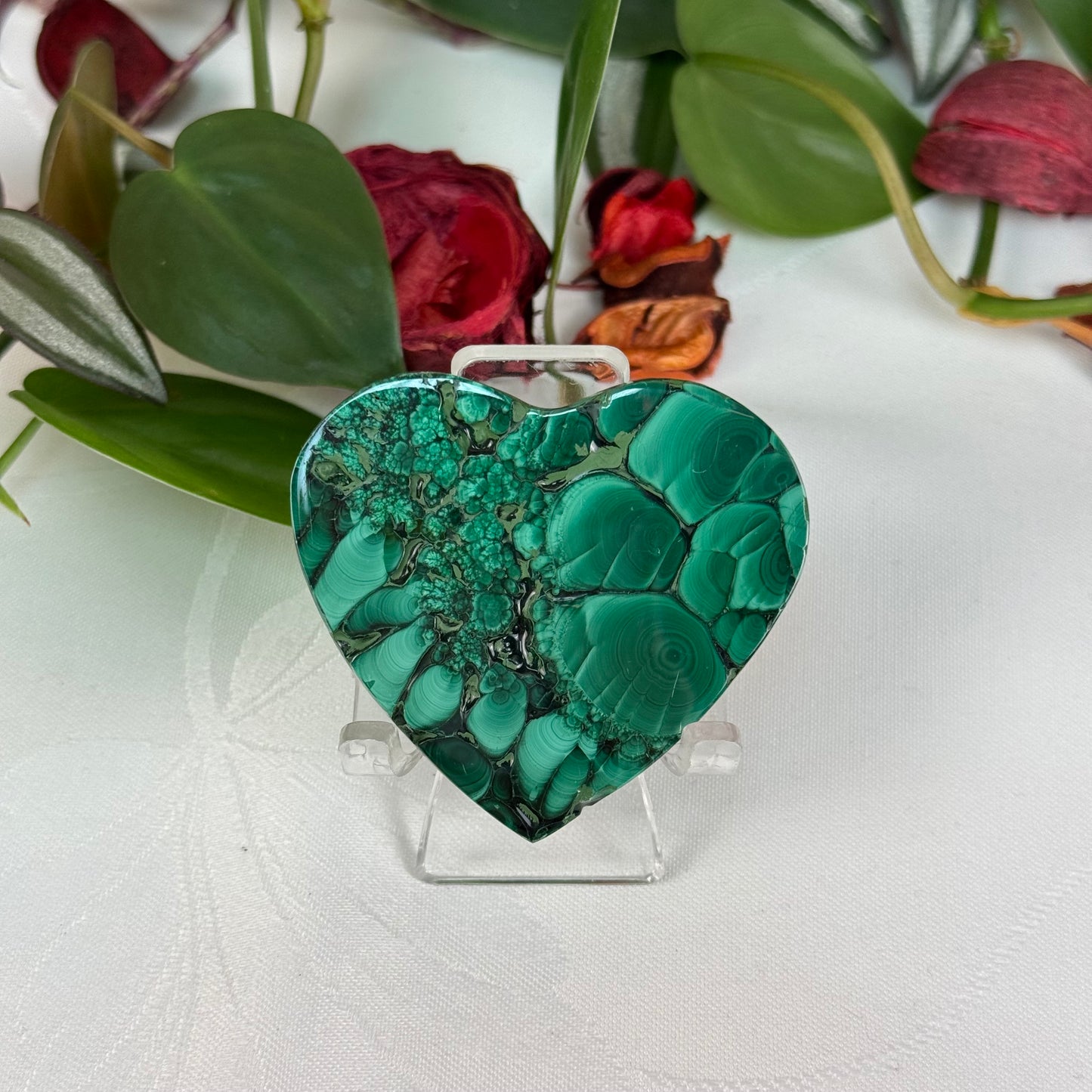 Velvet Flower Malachite Love Heart