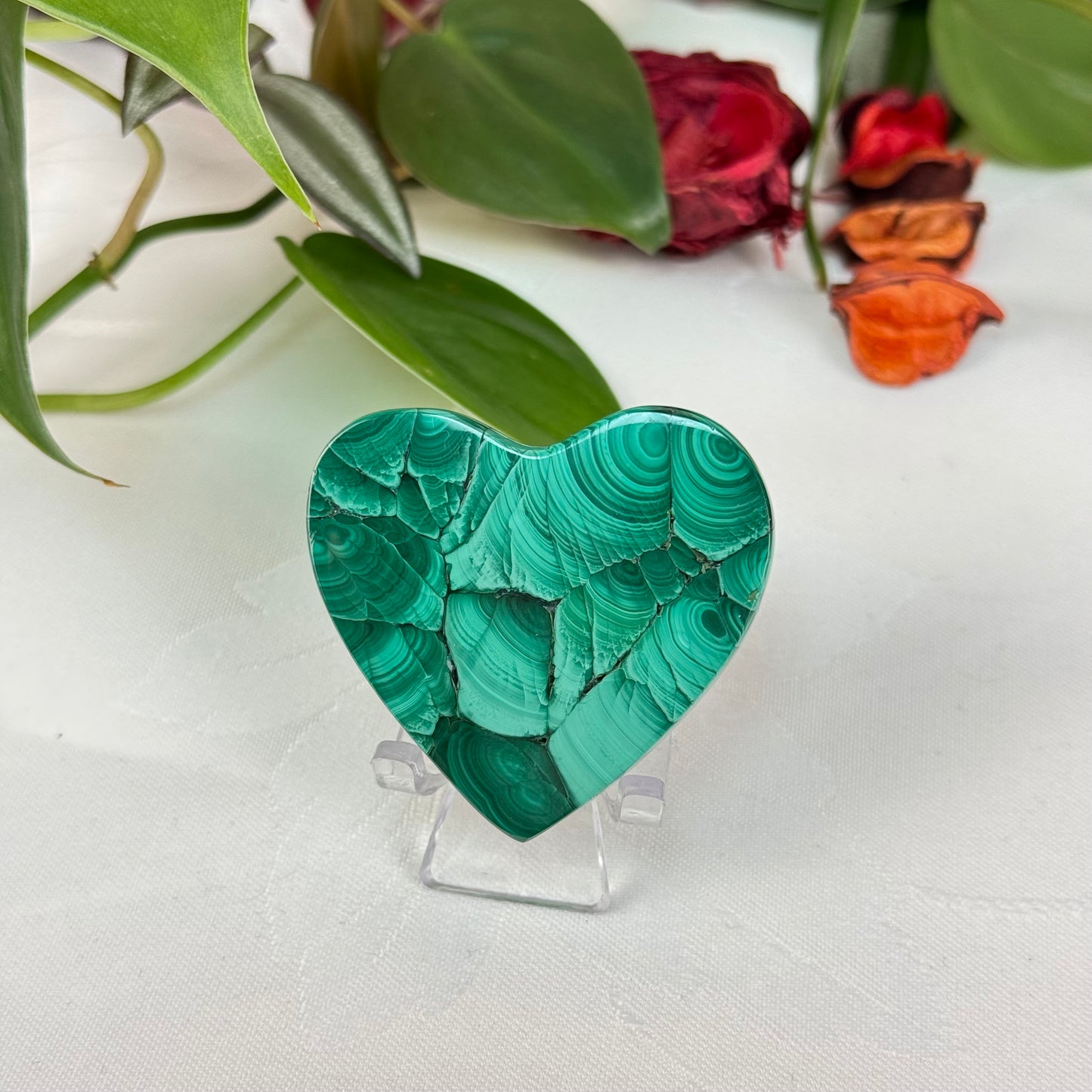 Velvet Flower Malachite Love Heart