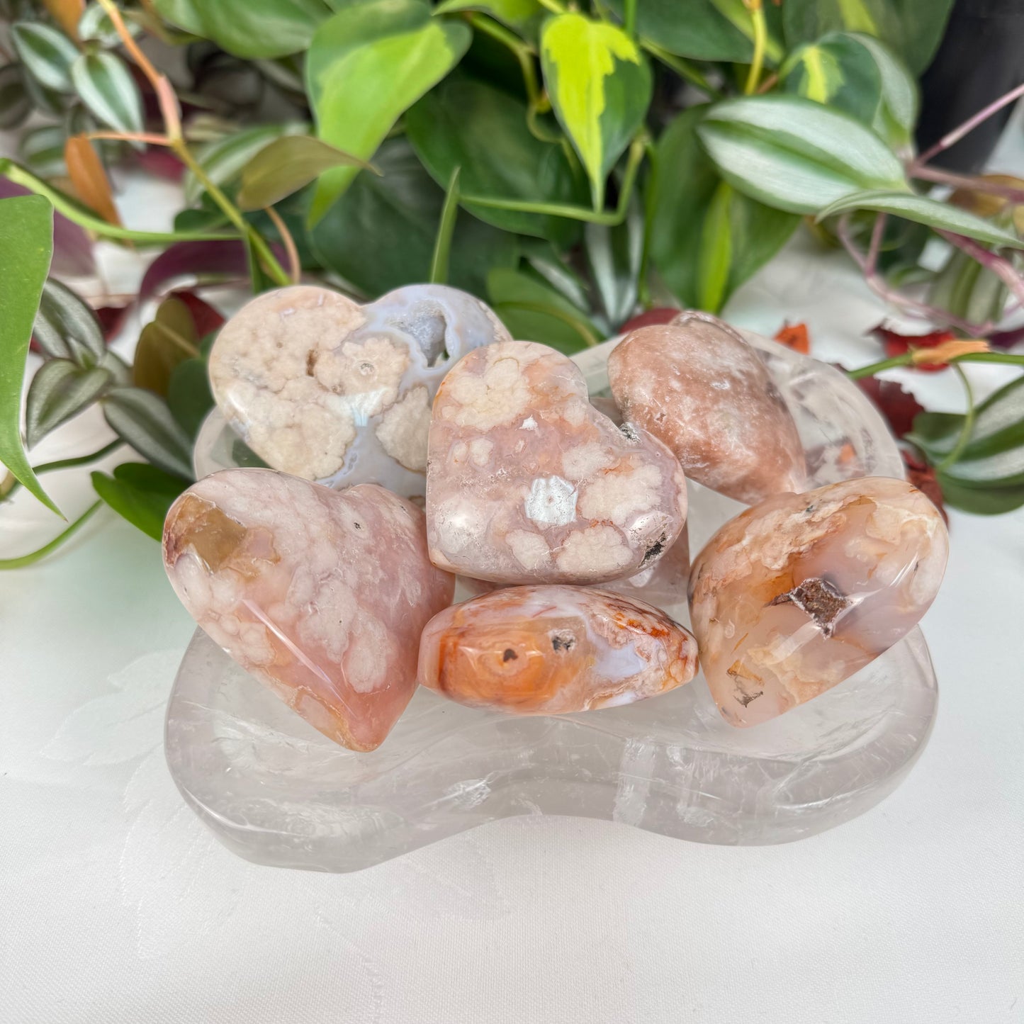 Imperfect Cherry Blossom Agate Love Heart