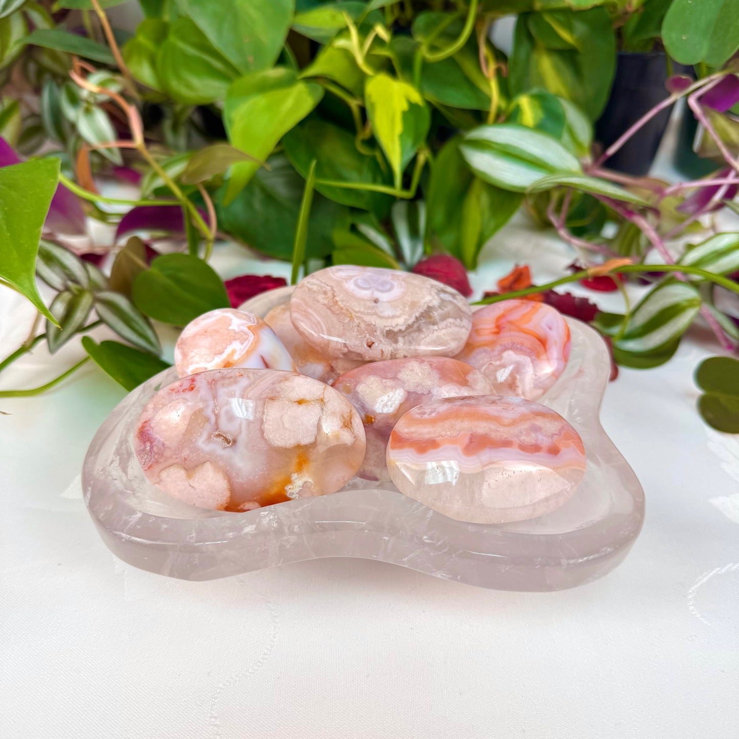 Cherry Blossom Agate Palm Stone