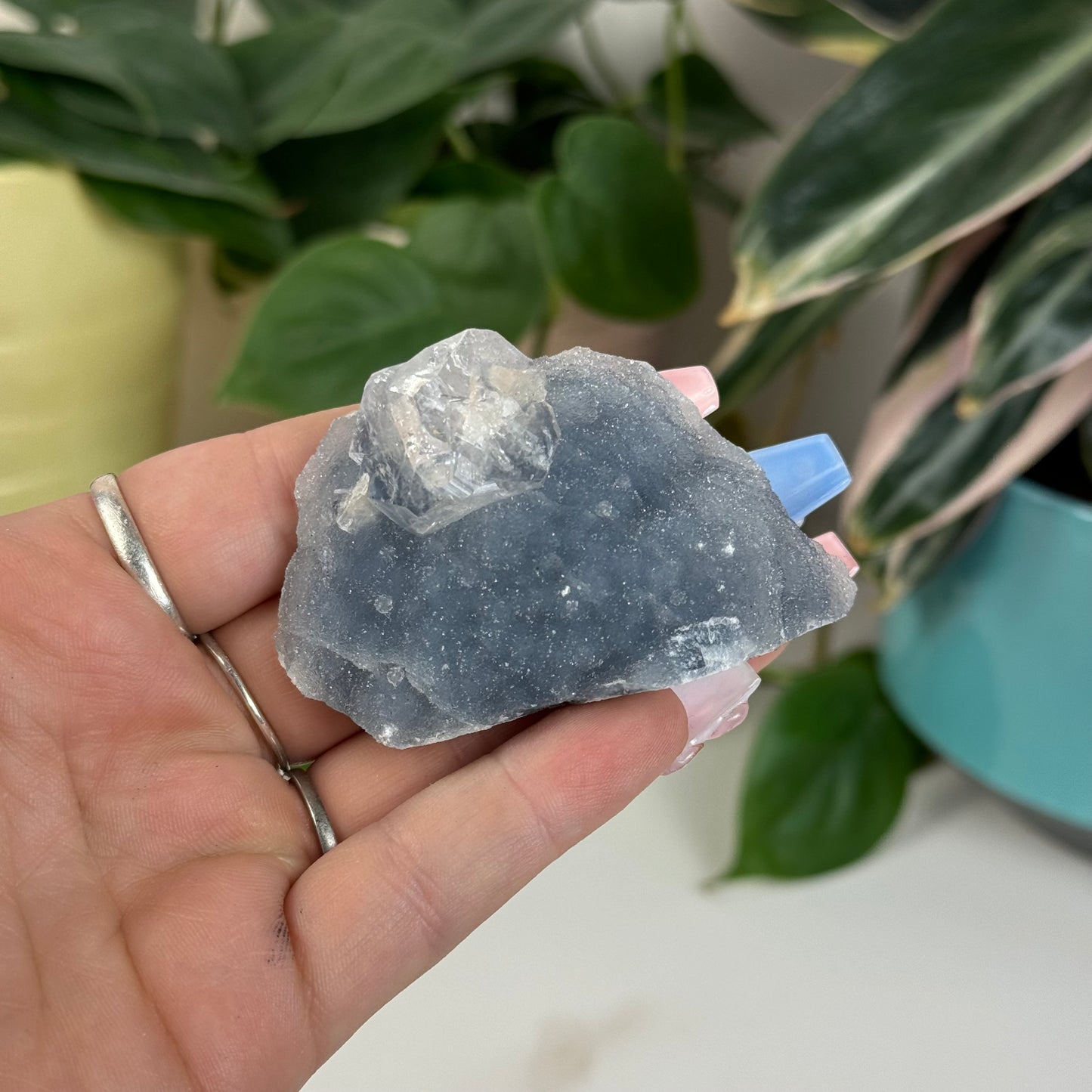 Apophyllite On Sky-Blue Chalcedony