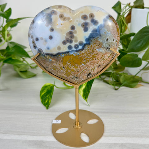 Ocean Jasper Heart (W/ Custom Stand)