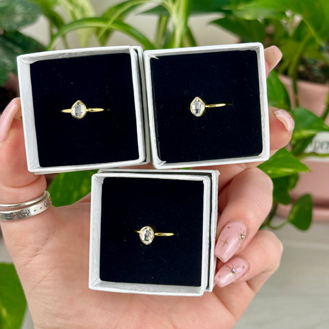 Gold Vermeil Stackable Herkimer Diamond Ring