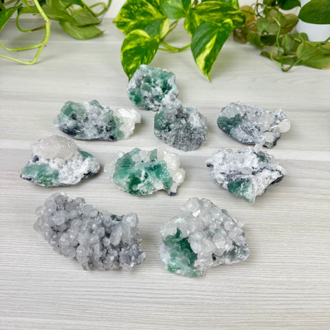 Deep Green Fluorite with Calcite Specimen