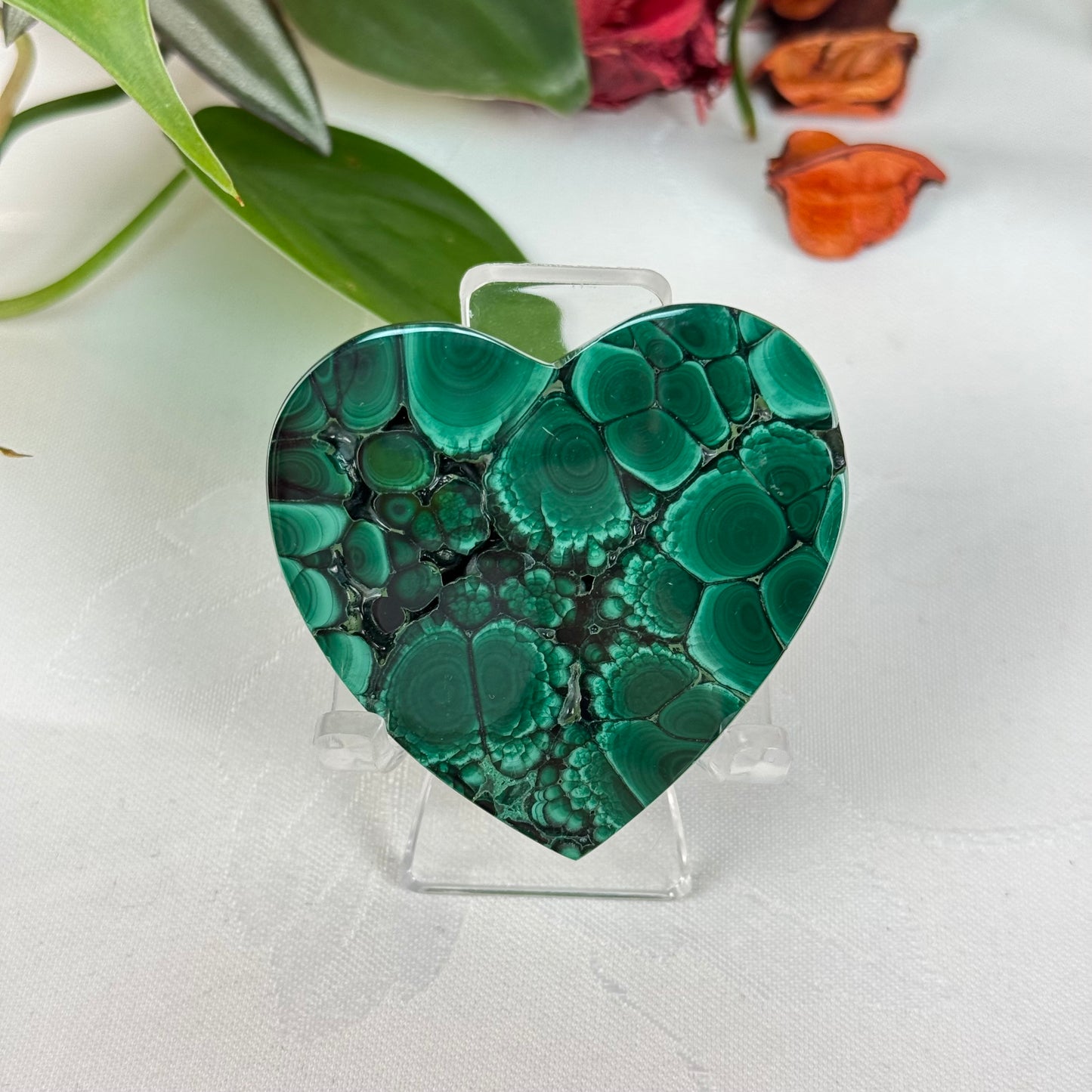 Velvet Flower Malachite Love Heart