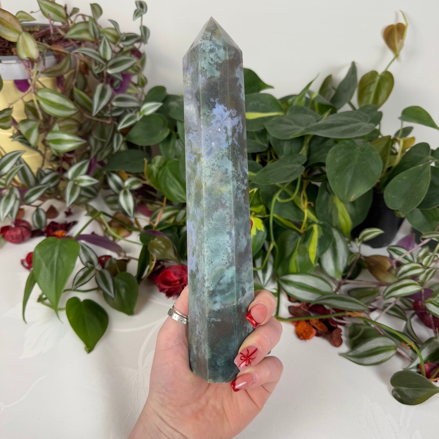 Imperfect XL Moss Agate Tower