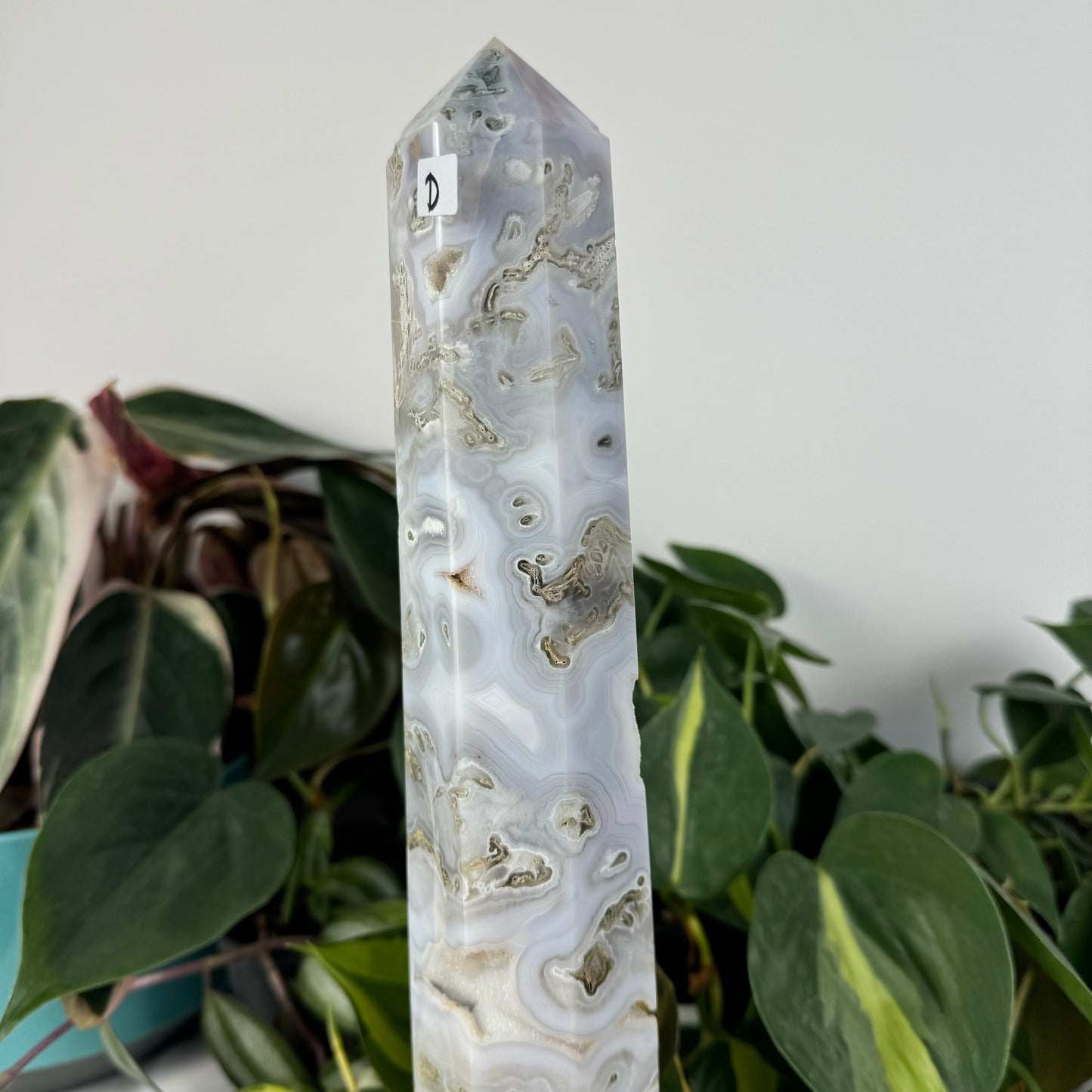 Snowy Moss Agate Tower