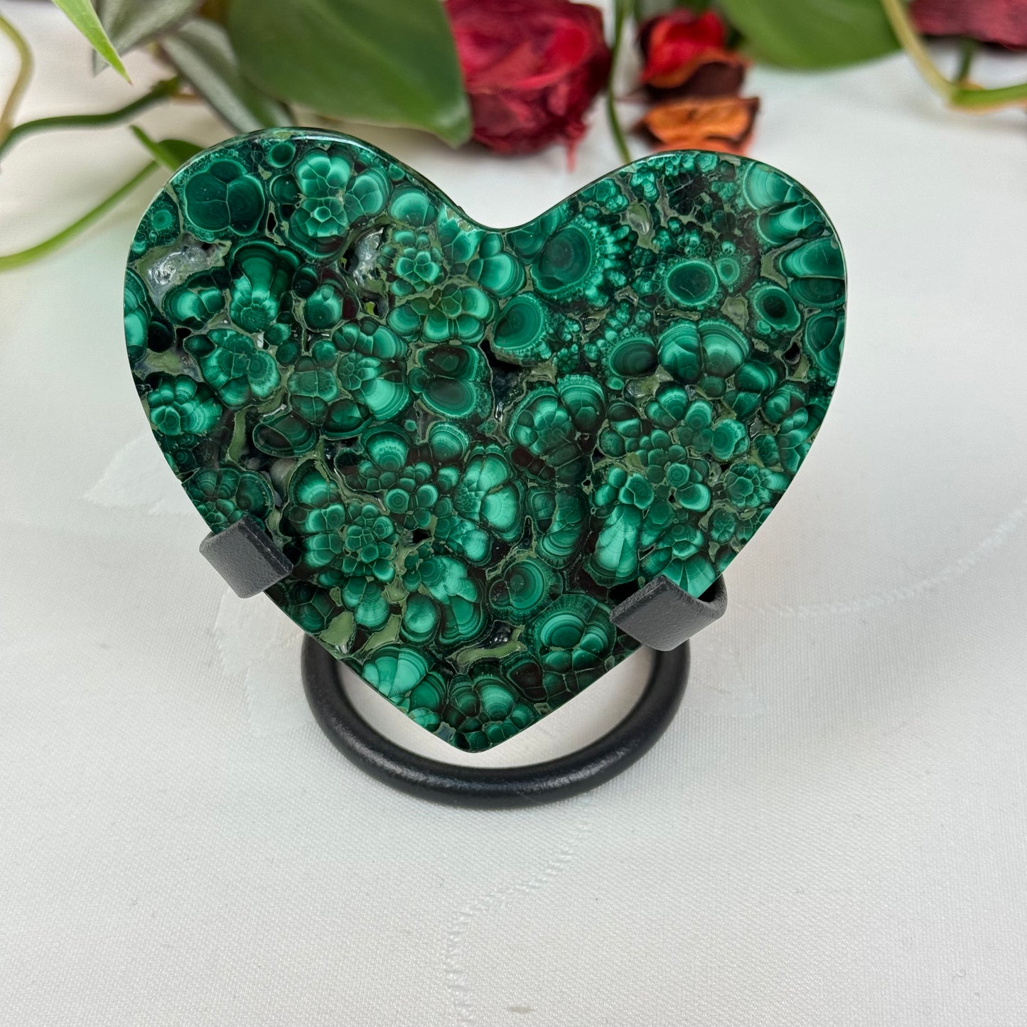 Velvet Flower Malachite Love Heart