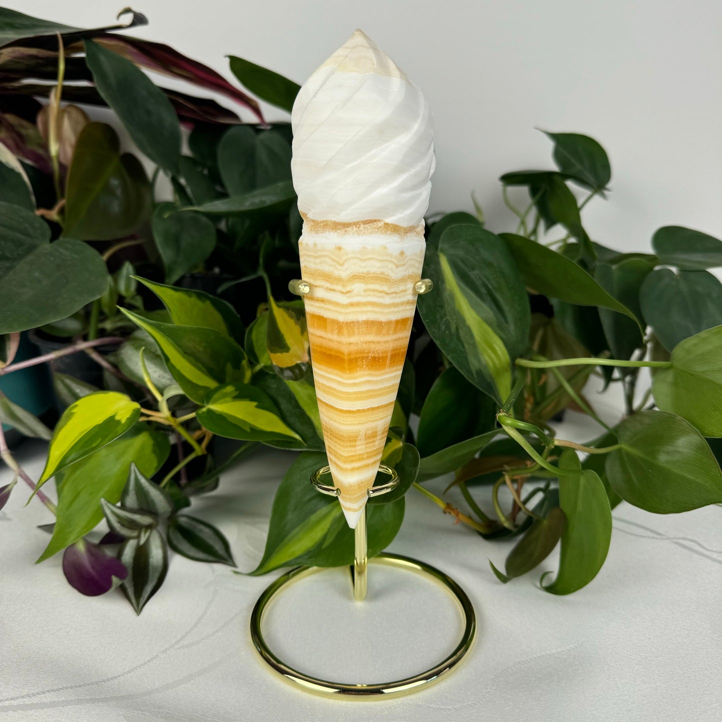 Orange Calcite Ice Cream Cone (W/ Stand)