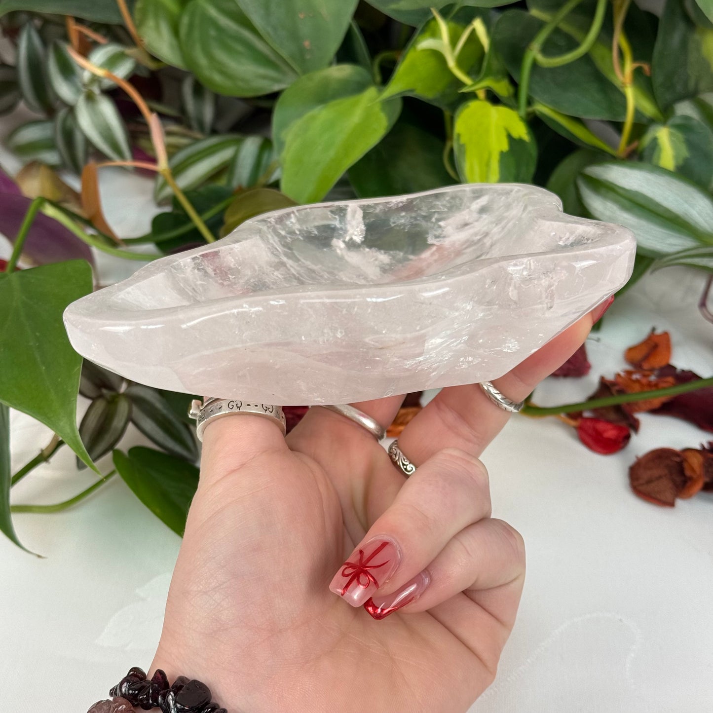 Clear Rose Quartz Dish