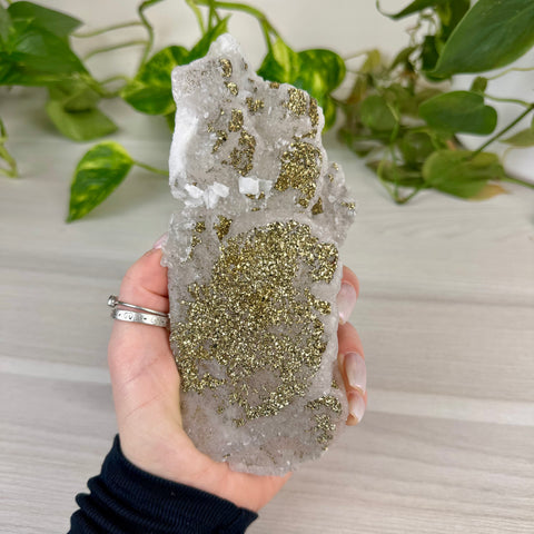 Pink Calcite with Glitter Pyrite Specimen (UV Reactive)