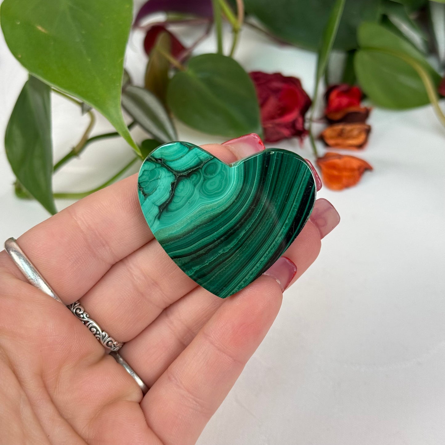 Velvet Flower Malachite Love Heart