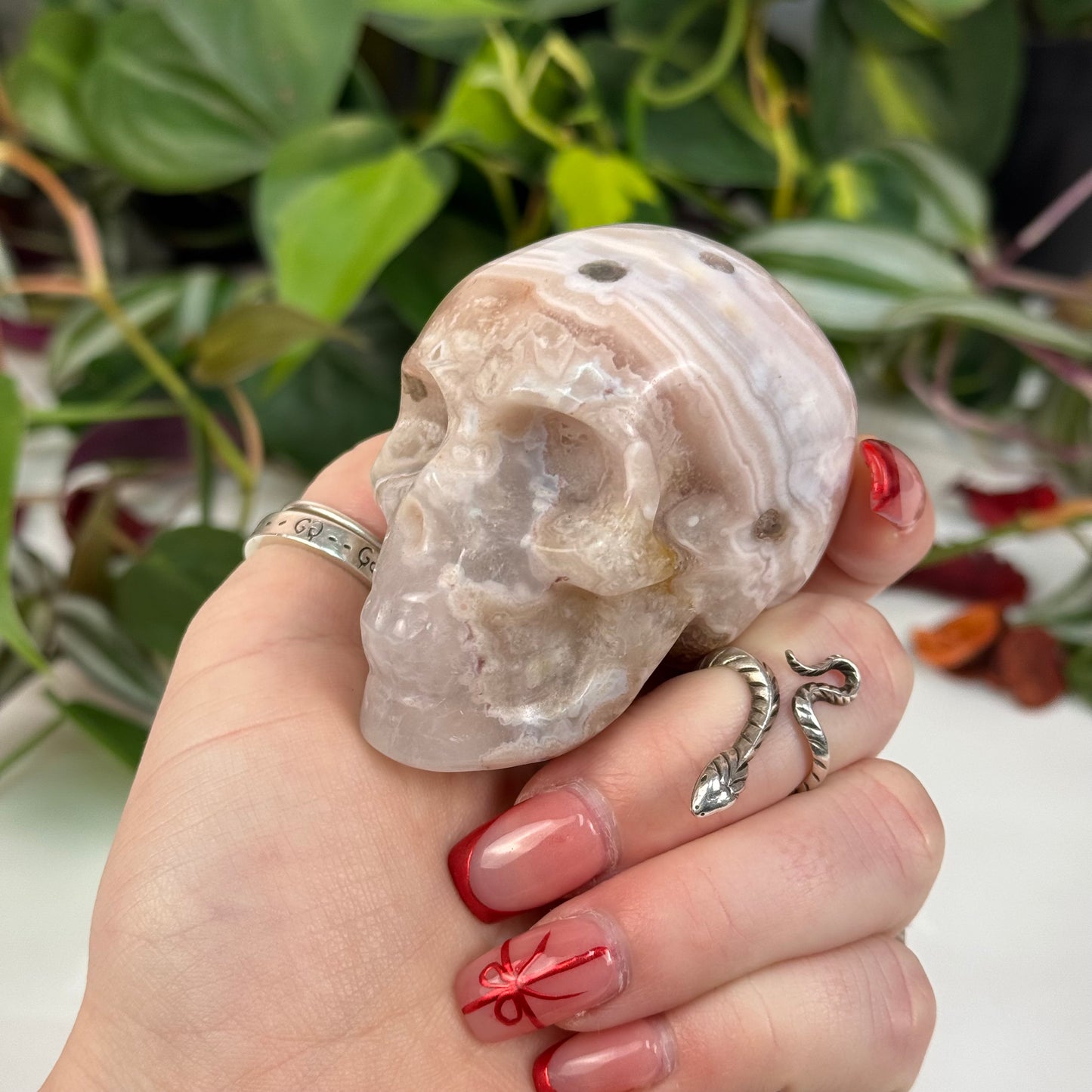 Flower Agate Skull