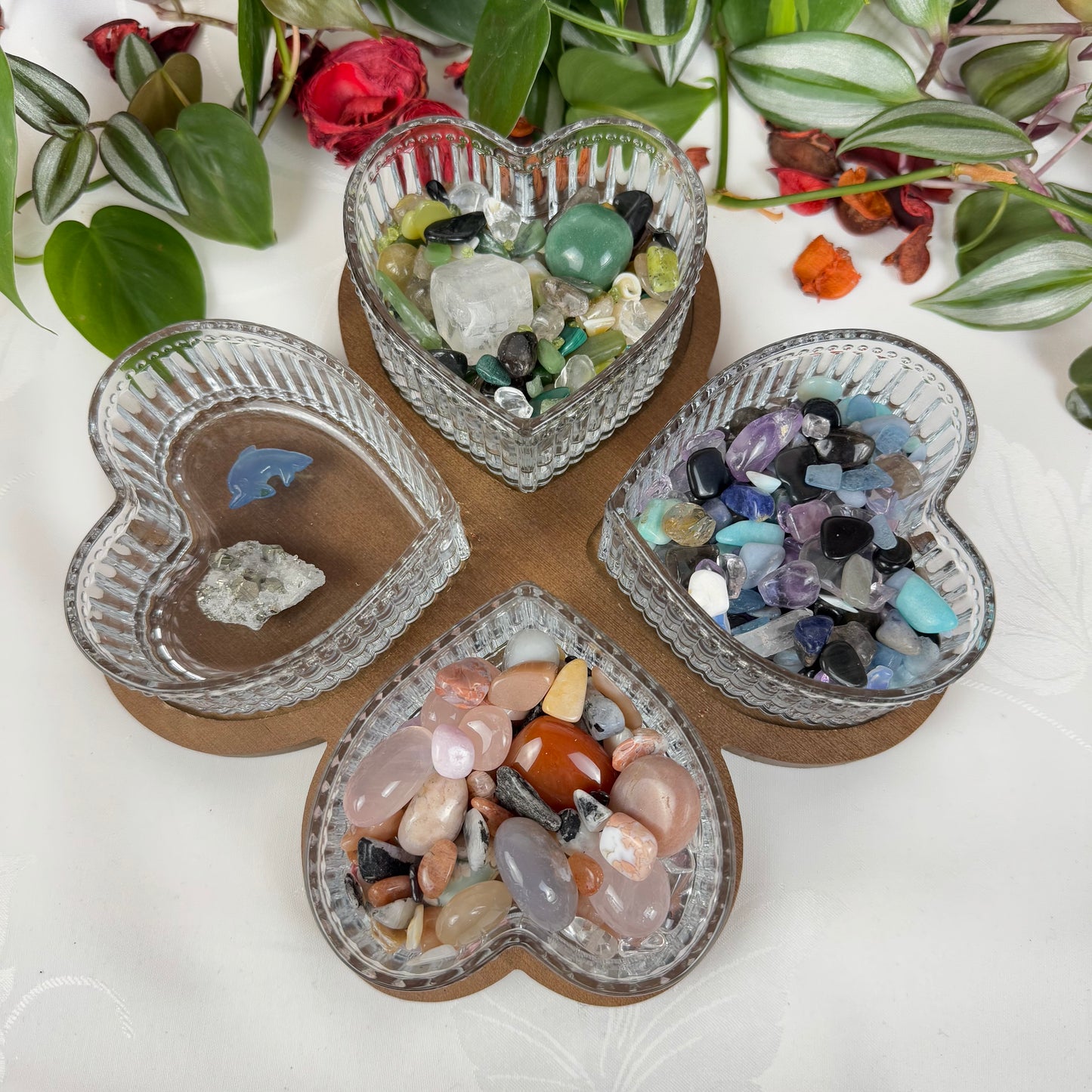 Glass Heart Bowl Set