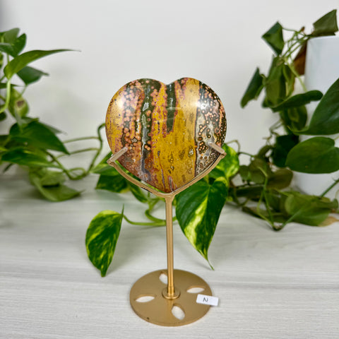 Ocean Jasper Heart (W/ Custom Stand)