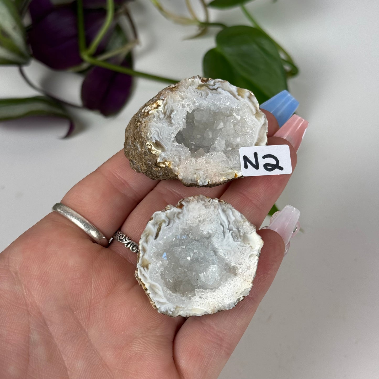 Druzy Agate Geode Pair