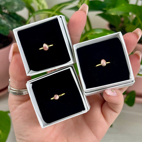 Gold Vermeil Polished Rhodochrosite Stackable Ring