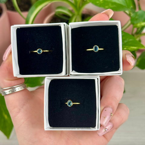 Gold Vermeil Faceted Swiss Blue Topaz Stackable Ring