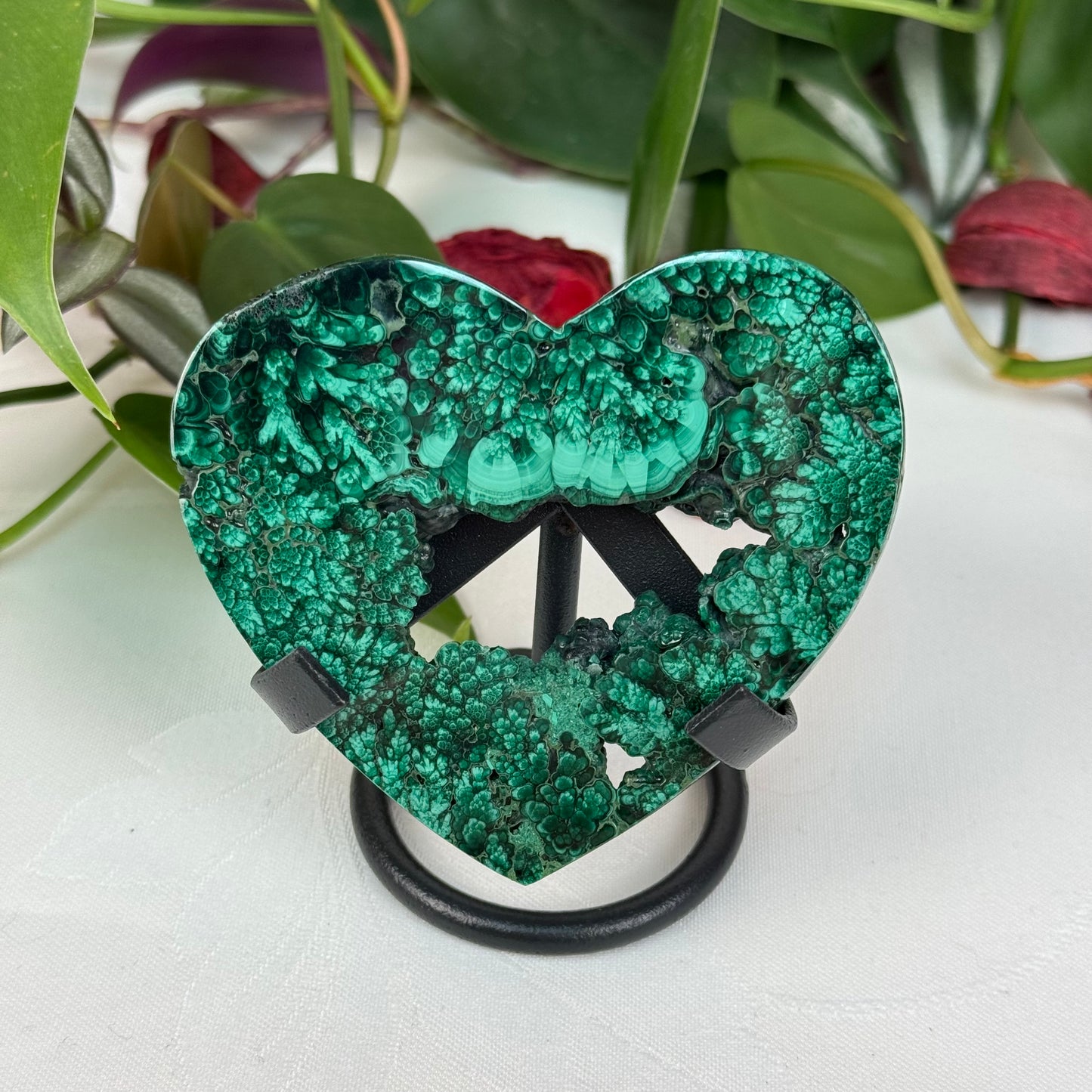 Velvet Flower Malachite Love Heart