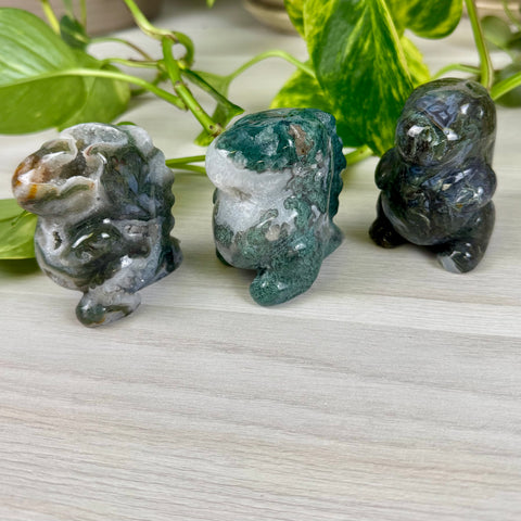 Moss Agate Chubby Dino