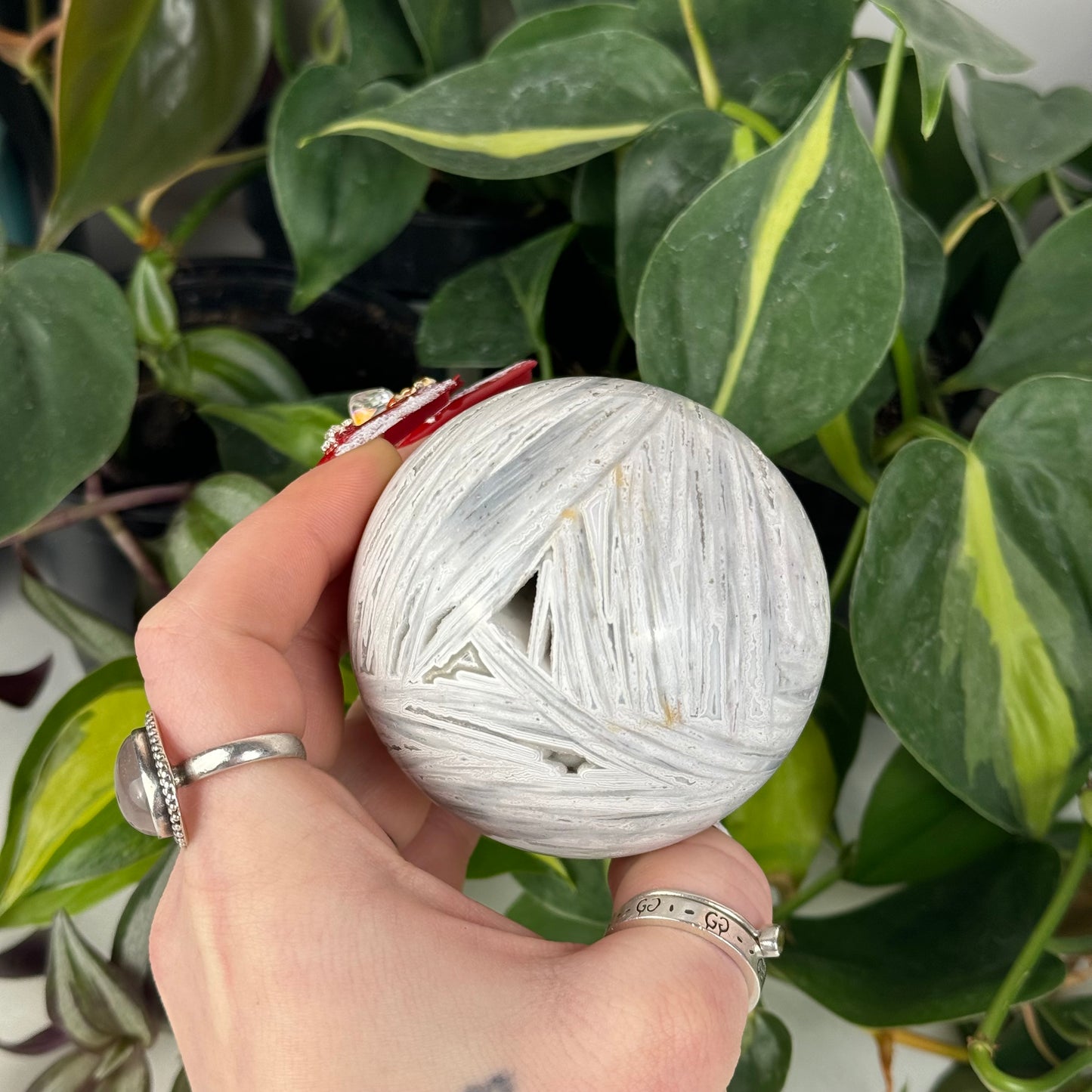 Snowy Crazy Lace Agate Sphere