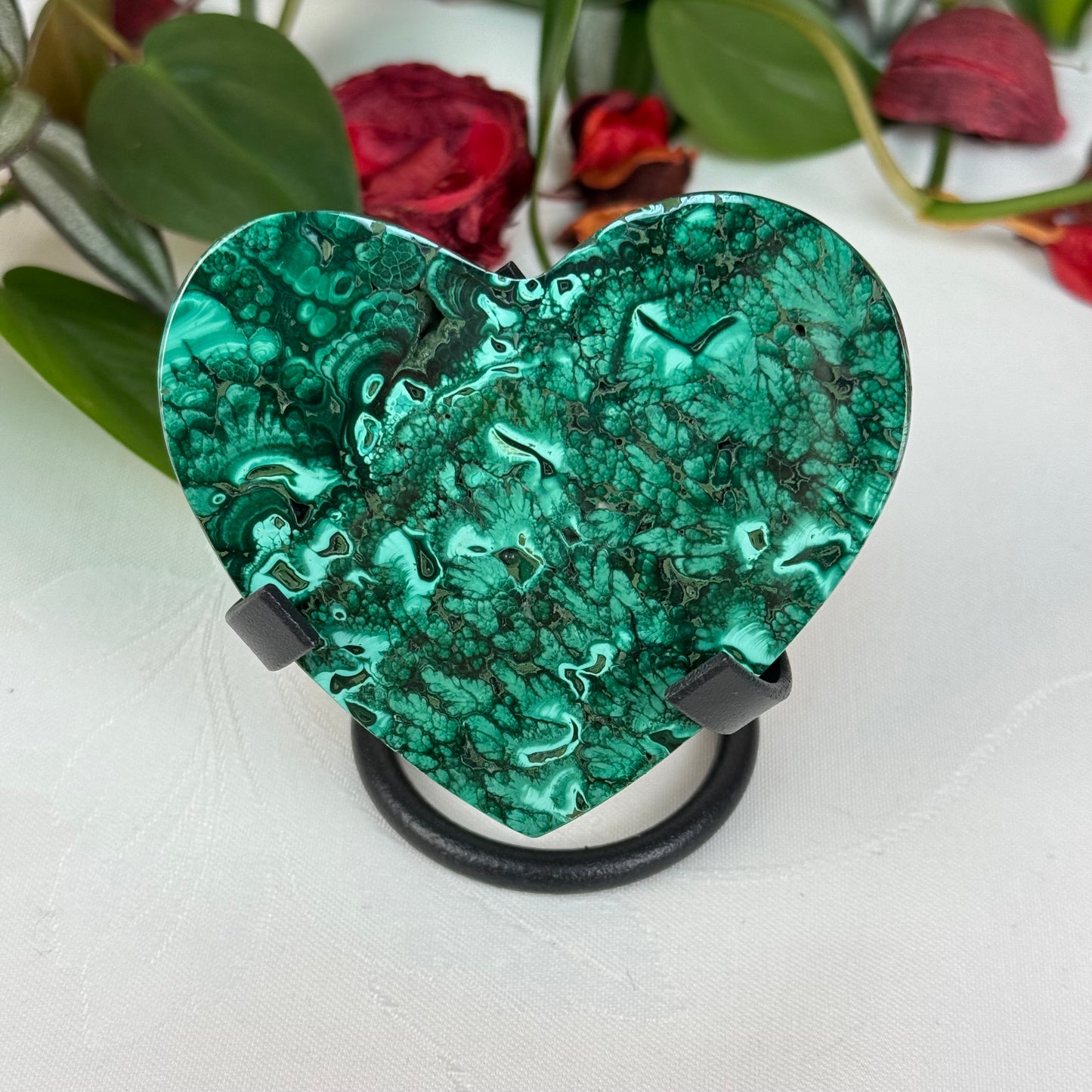 Velvet Flower Malachite Love Heart