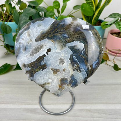XL Moss Agate Love Heart