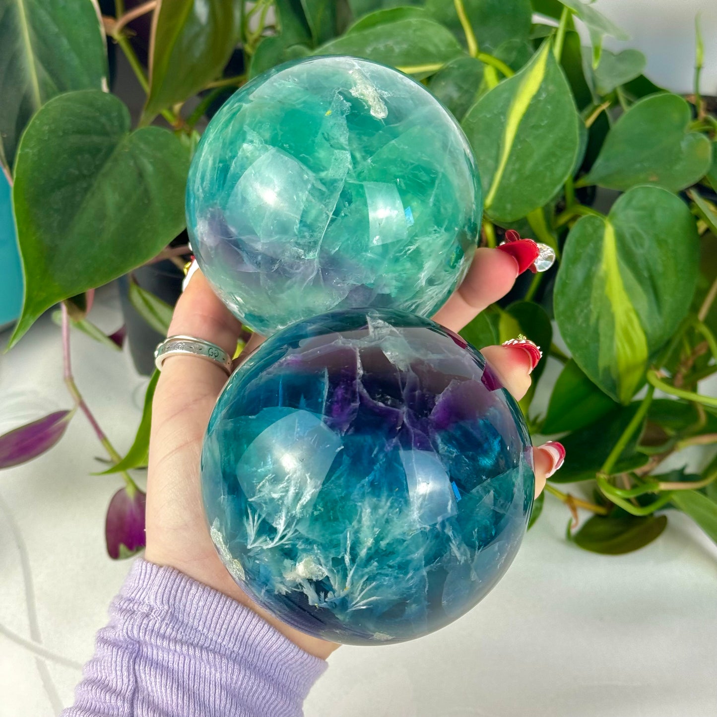 Feather Fluorite Sphere