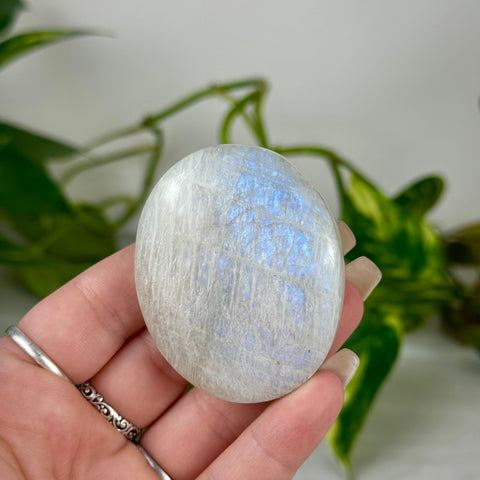 Blue Flash Moonstone Palm Stone