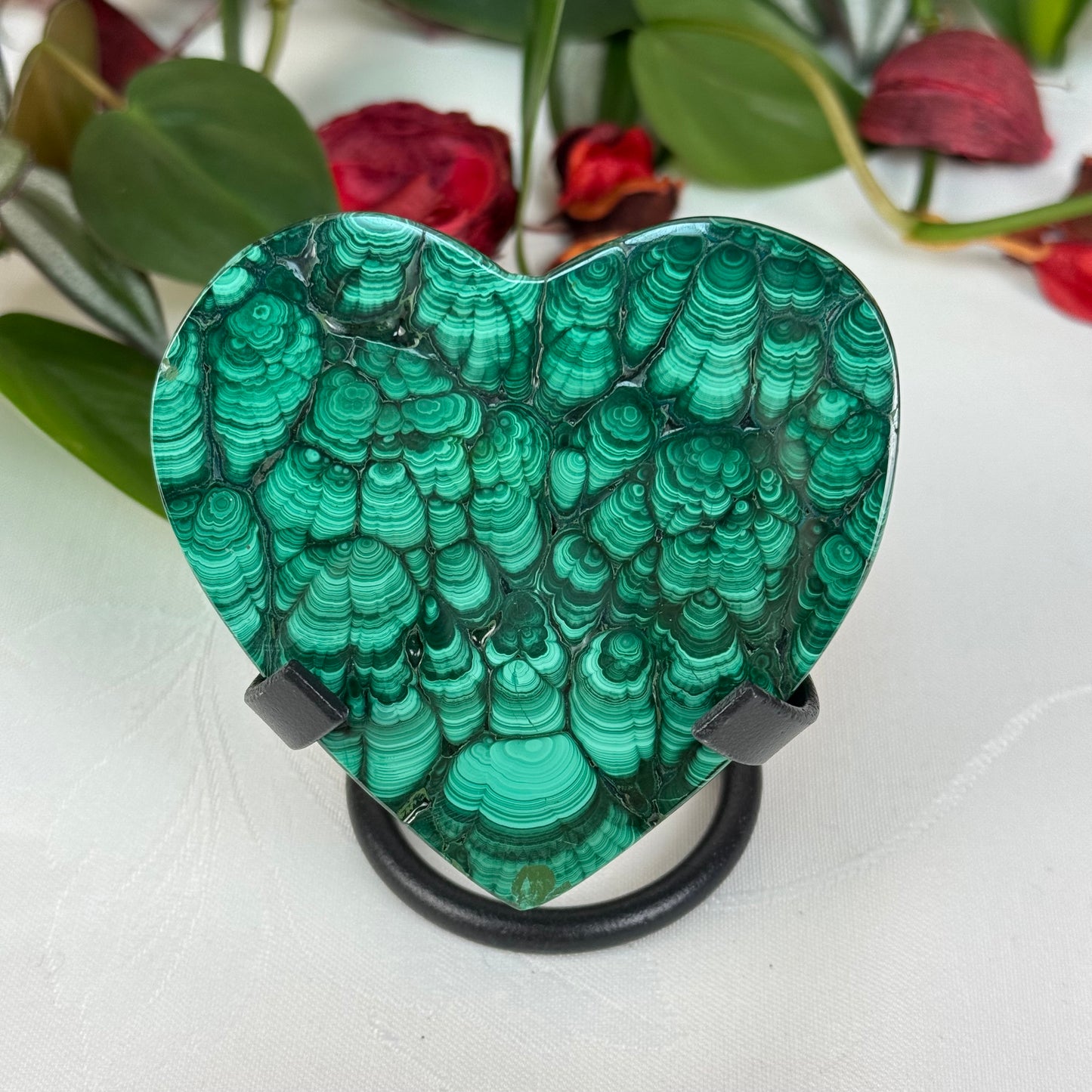 Velvet Flower Malachite Love Heart