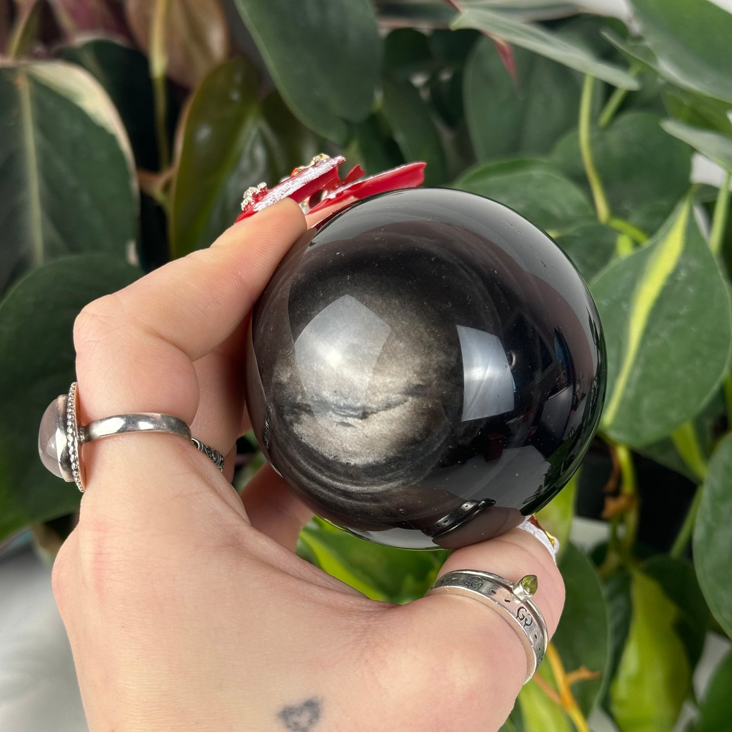 Silver Sheen Obsidian Sphere