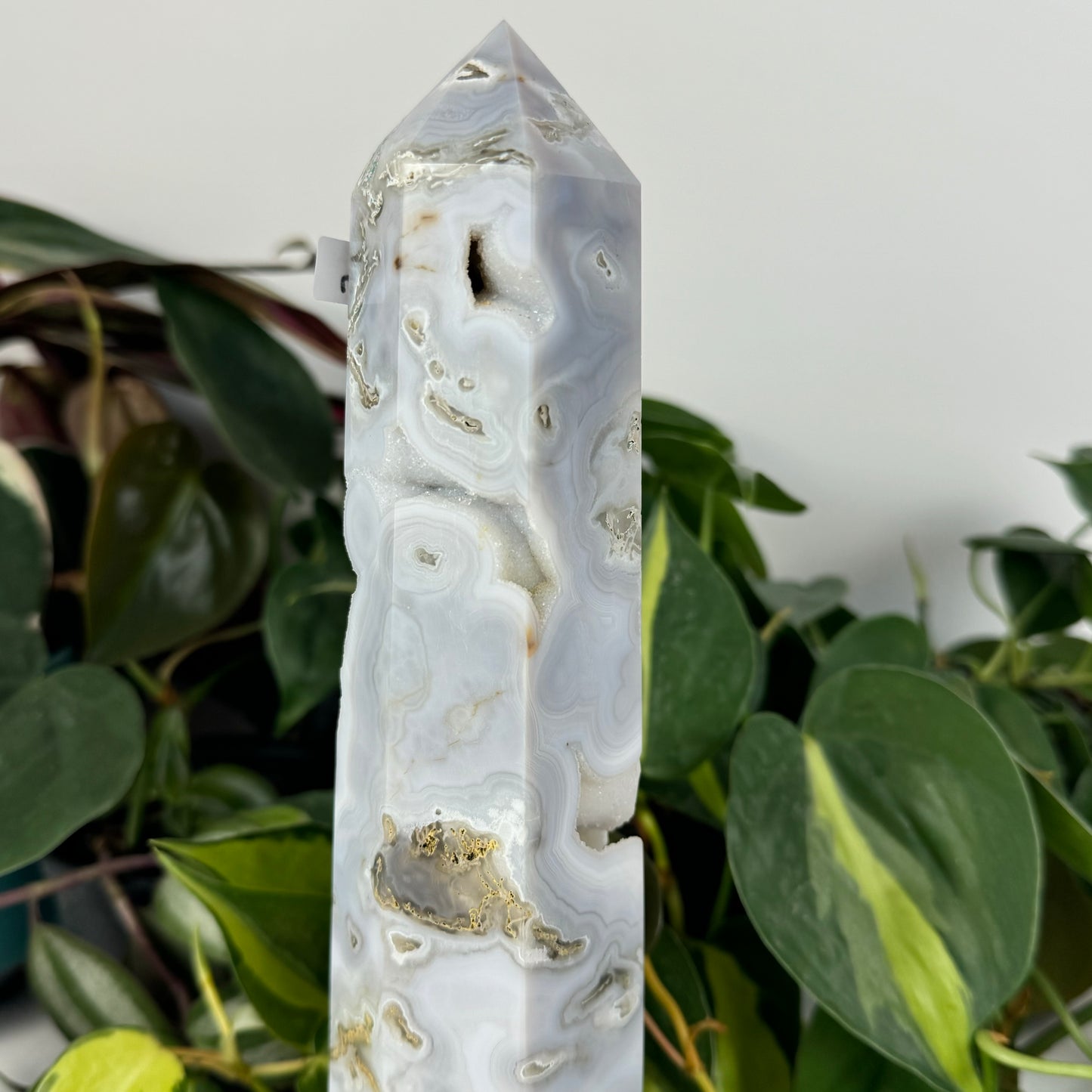 Snowy Moss Agate Tower