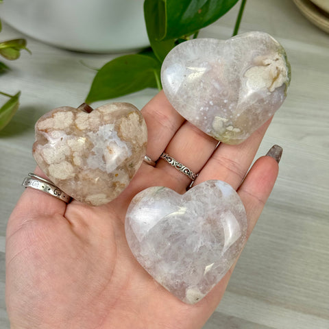 Flower Agate Love Heart