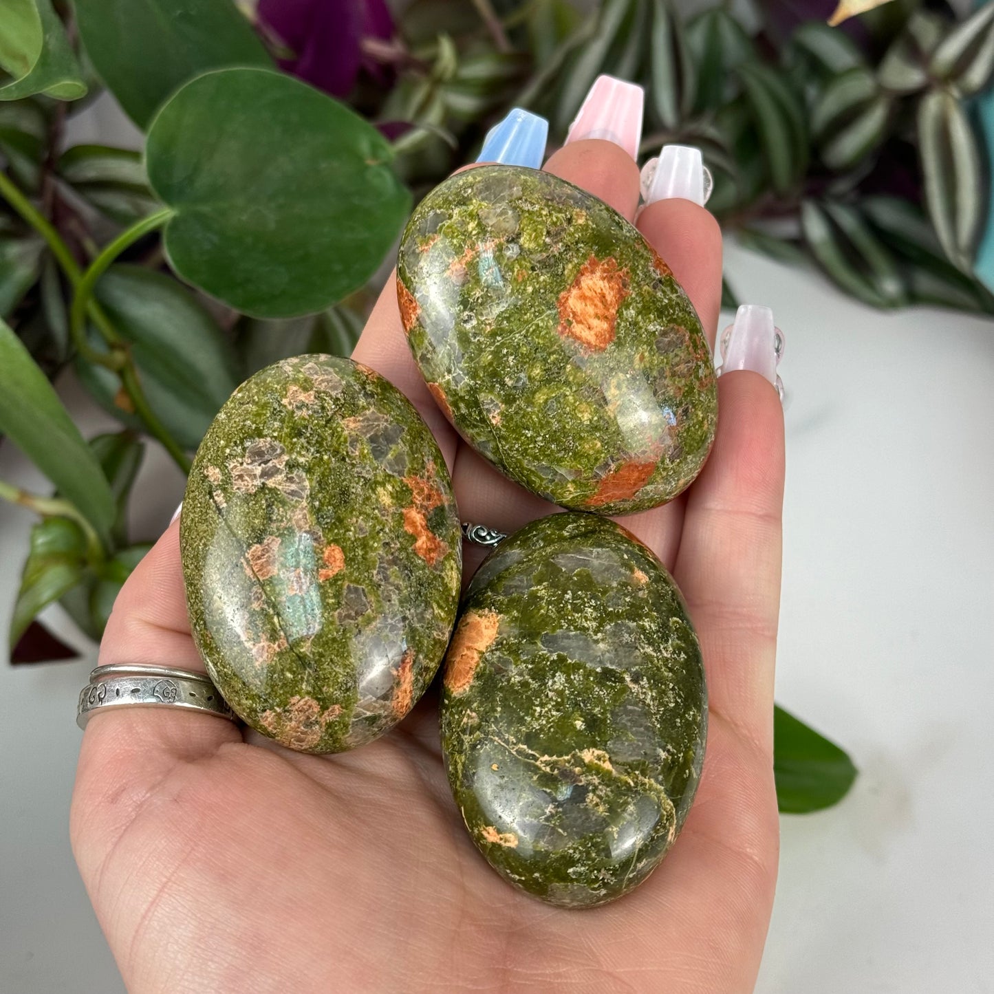 Unakite Palm Stone