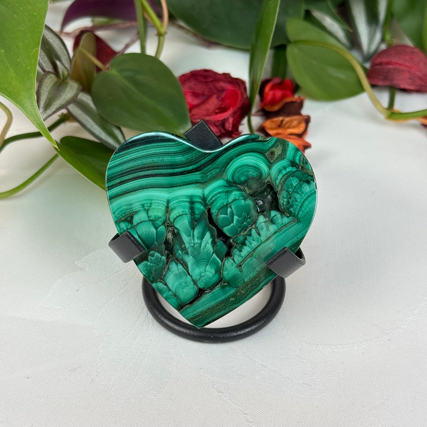 Velvet Flower Malachite Love Heart