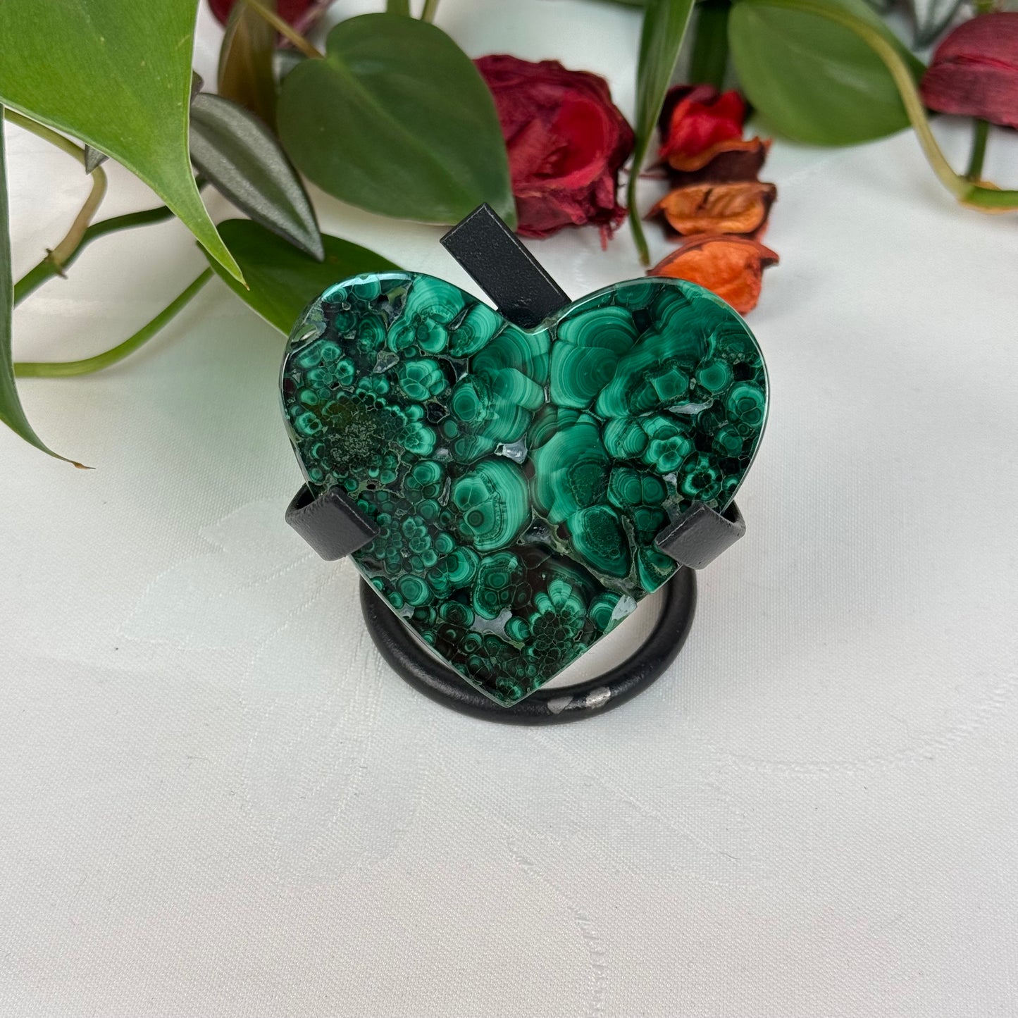 Velvet Flower Malachite Love Heart