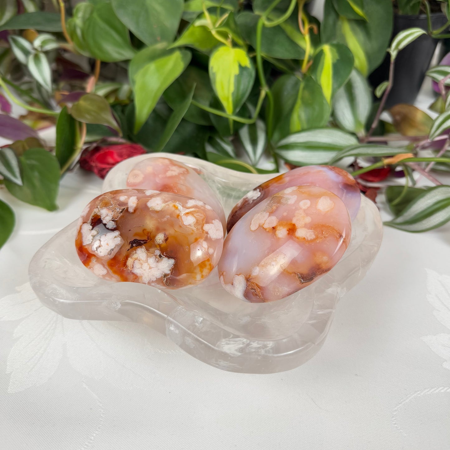 Imperfect Cherry Blossom Agate Palm Stone