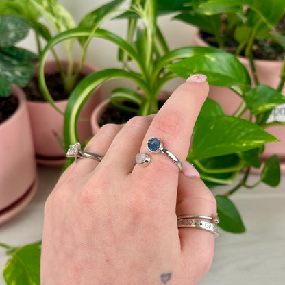 Sterling Silver Adjustable Aquamarine & Morganite Ring