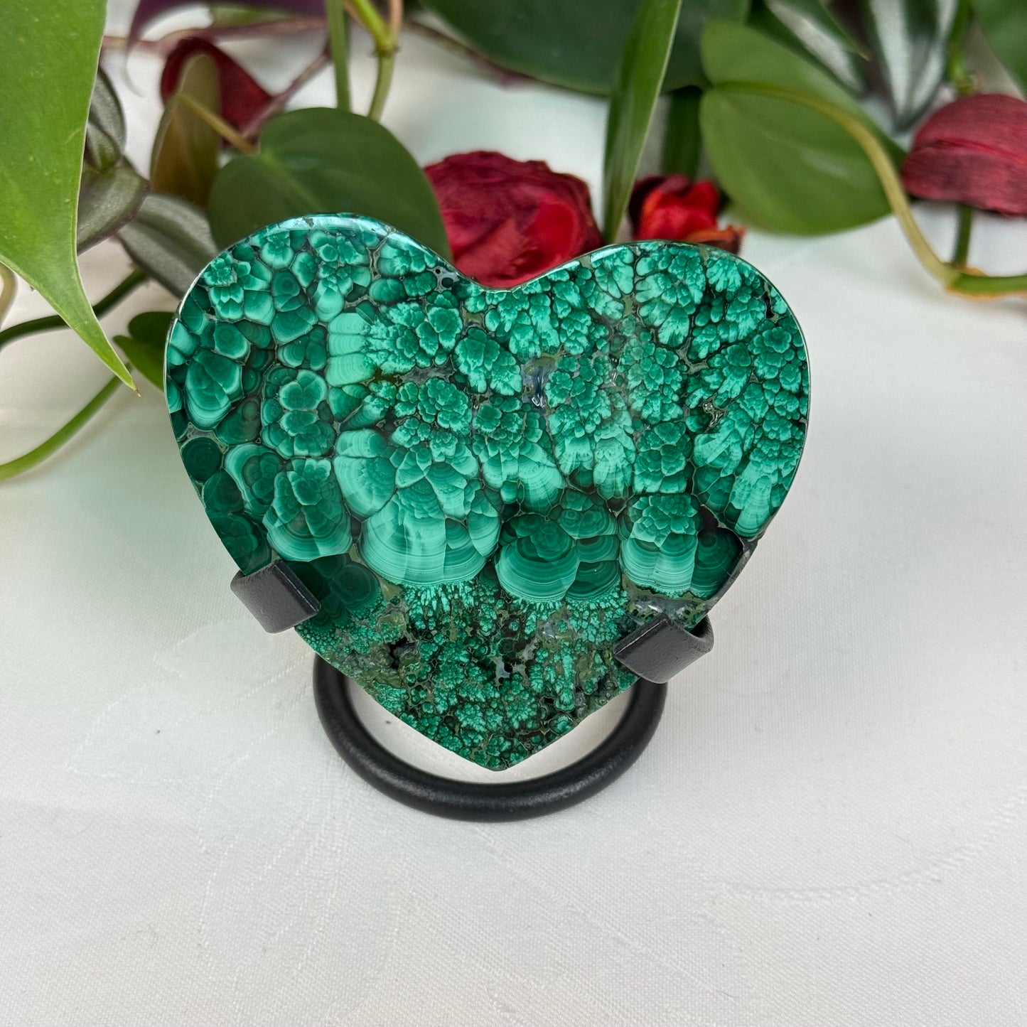 Velvet Flower Malachite Love Heart