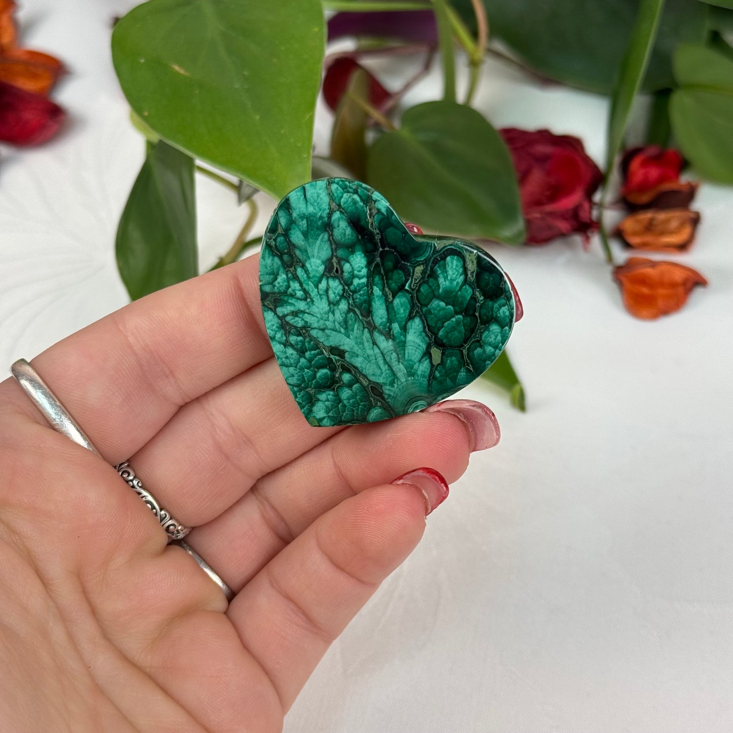 Velvet Flower Malachite Love Heart