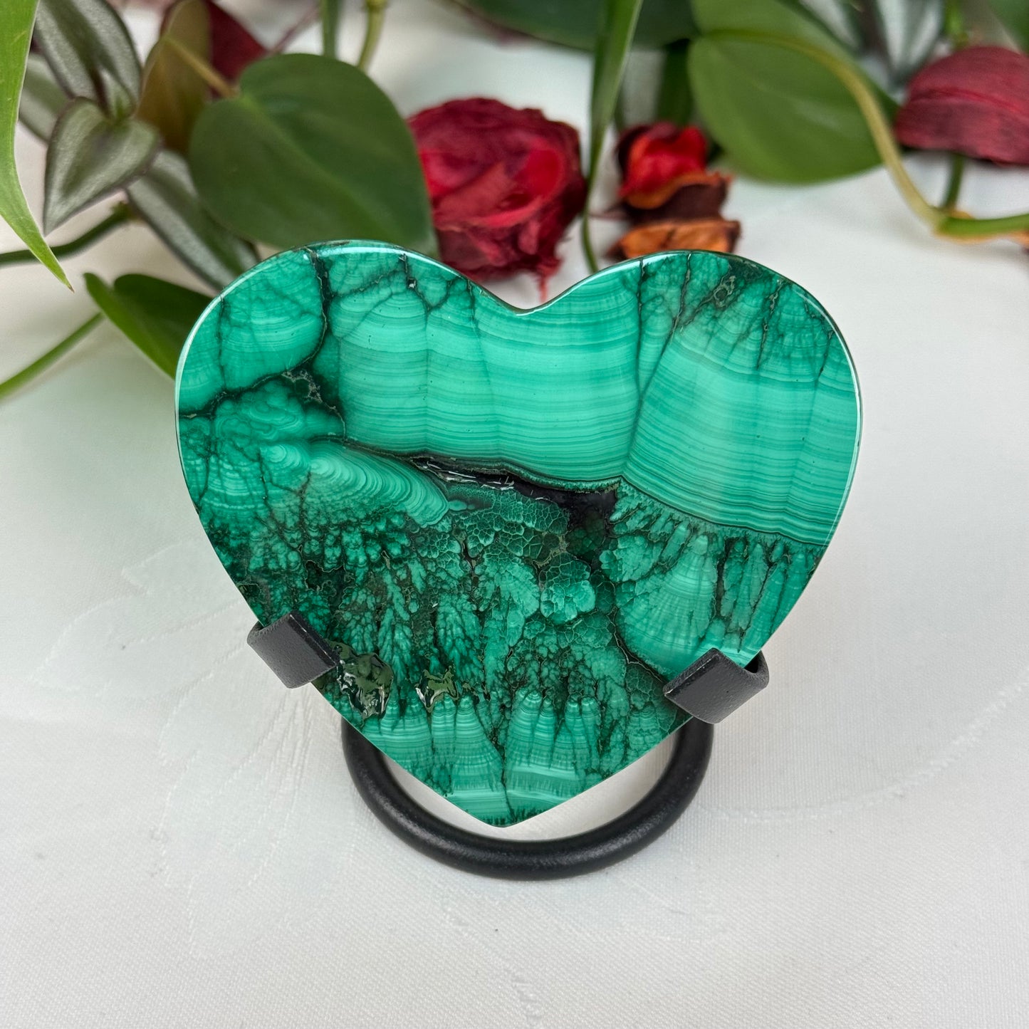 Velvet Flower Malachite Love Heart