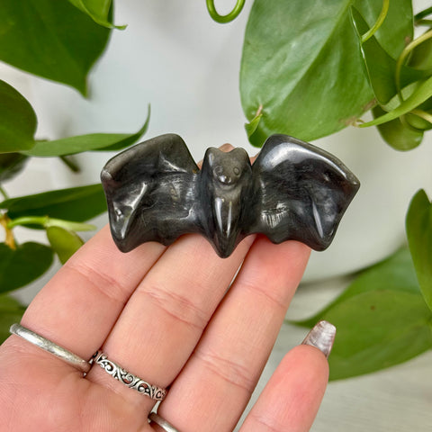 Silver Sheen Obsidian Bat