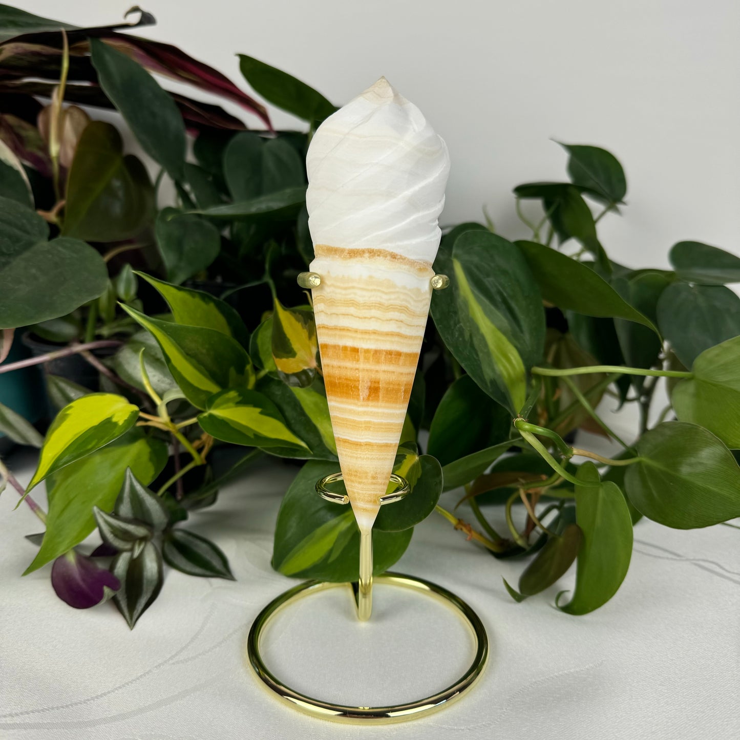 Orange Calcite Ice Cream Cone (W/ Stand)