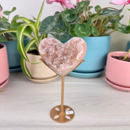 Hand-Carved Uruguayan Rainbow Amethyst Heart (W/ Custom Stand)