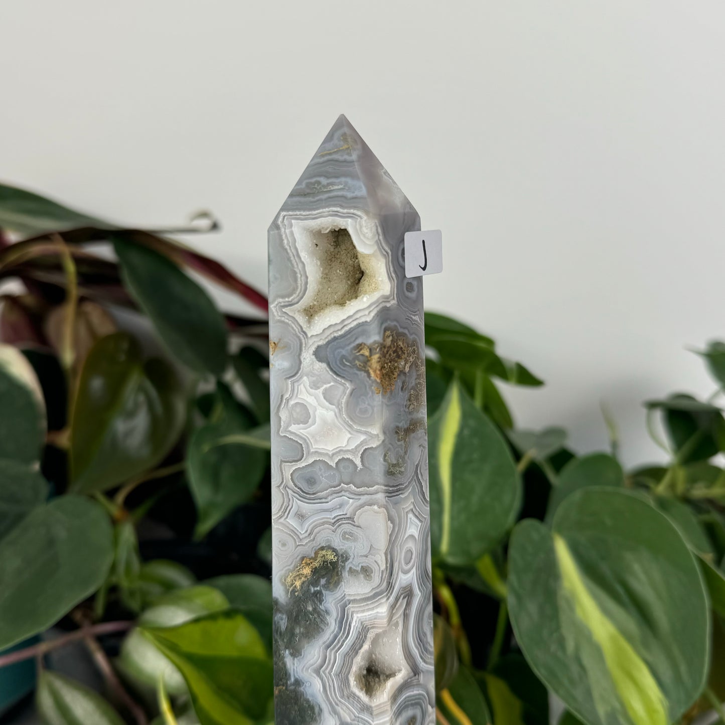 Snowy Moss Agate Tower